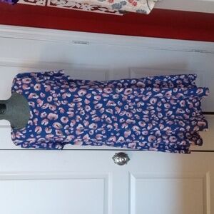 Blue pink floral swing dress